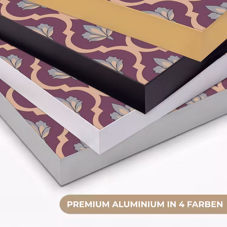 Patroon - Paars - Bloem Textielframe zwart klein -USP_kleurenDE