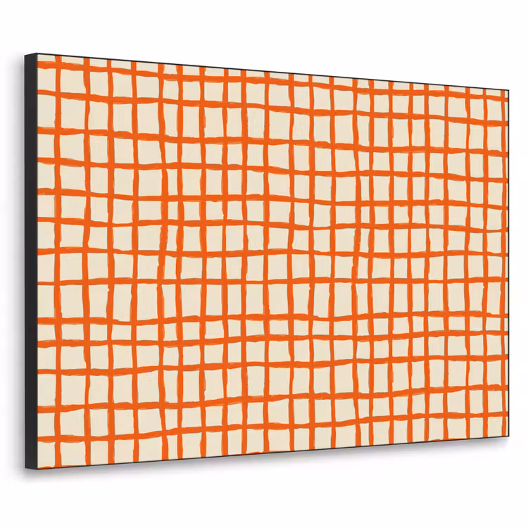 Patroon - Lijnen - Oranje Textielframe zwart klein 947 -3d