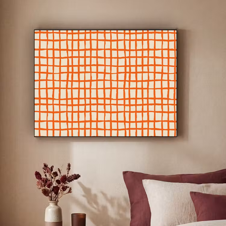 Patroon - Lijnen - Oranje Textielframe zwart klein 947 -sfeer1