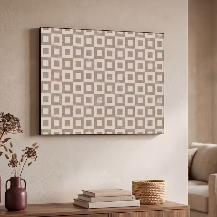 Patroon - Marmer - Beige Textielframe zwart klein 947 -sfeer3