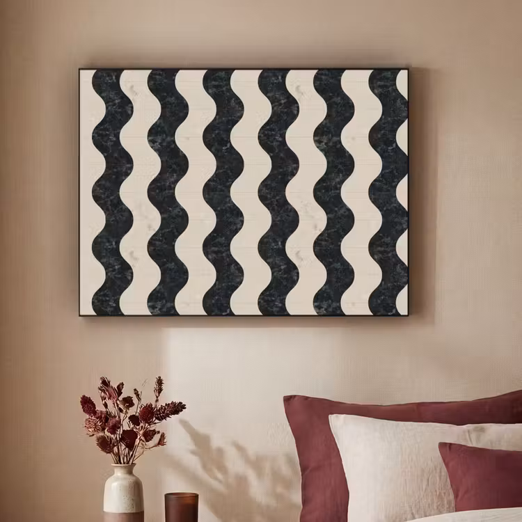 Patroon - Marmer - Groen - Cremé Textielframe zwart klein 947 -sfeer1
