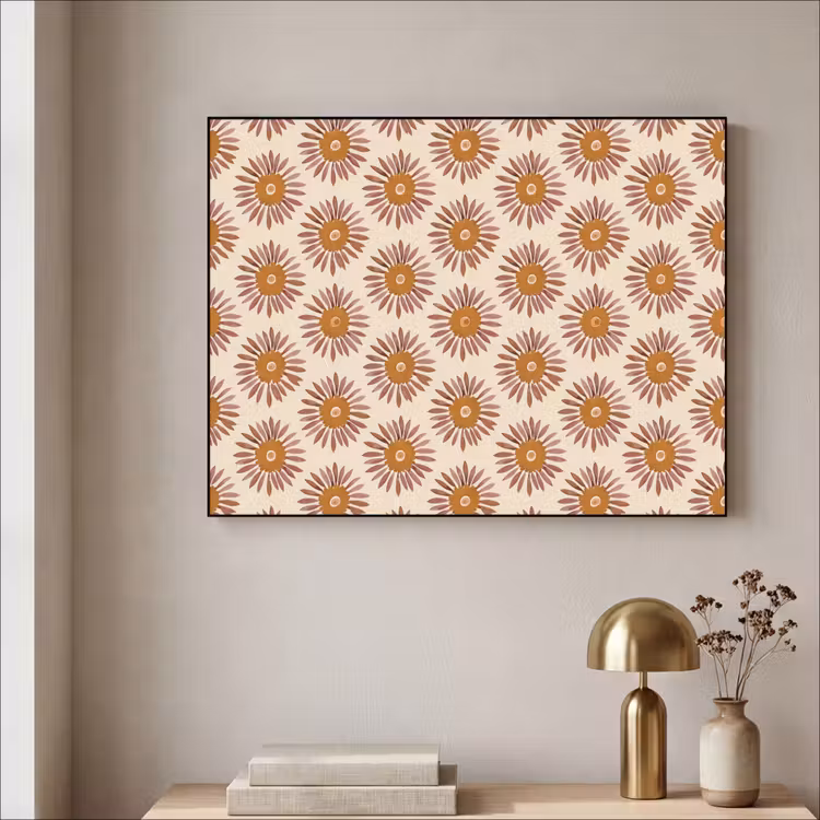Patroon - Retro - Bruin Textielframe zwart klein 947 -sfeer2