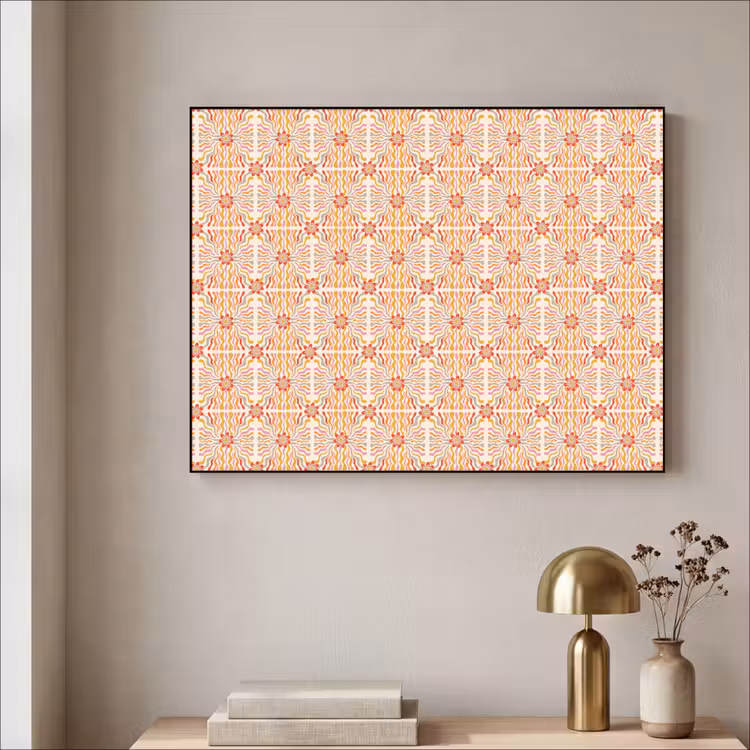 Patroon - Retro - Kleur Textielframe zwart klein 947 -sfeer2