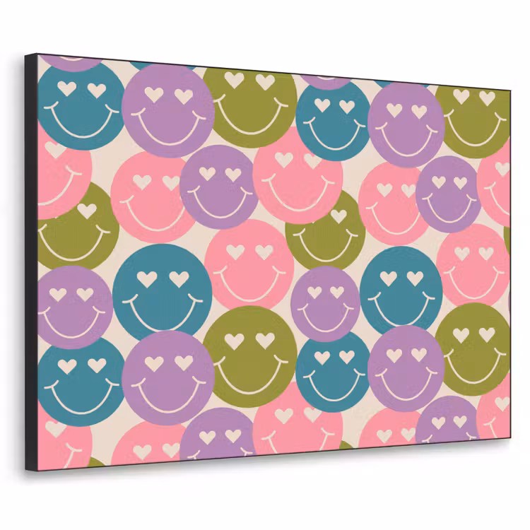 Patroon - Smiley - Kleurrijk - Hartjes Textielframe - compleet frame klein 947 -3d