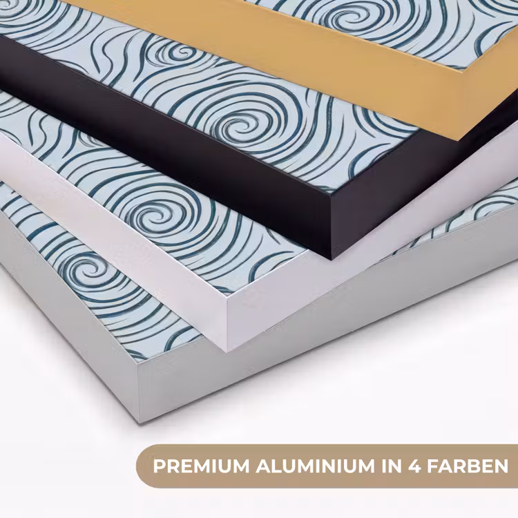 Patroon - Golven - Abstract - Modern - Blauw Textielframe zwart klein -USP_kleurenDE