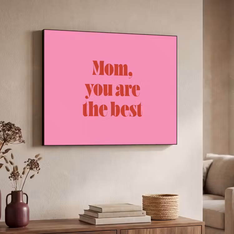 Moeder - Boodschap -Roze Textielframe zwart klein -sfeer3