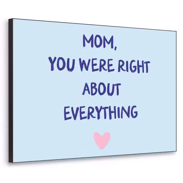 Moeder - Quote - Blauw Textielframe zwart klein -3d