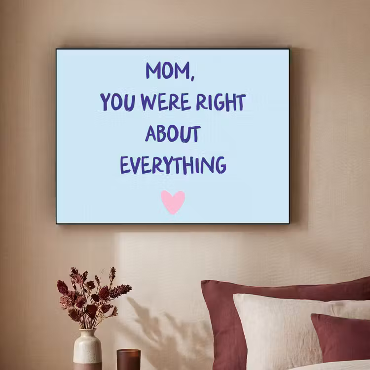 Moeder - Quote - Blauw Textielframe zwart klein -sfeer1