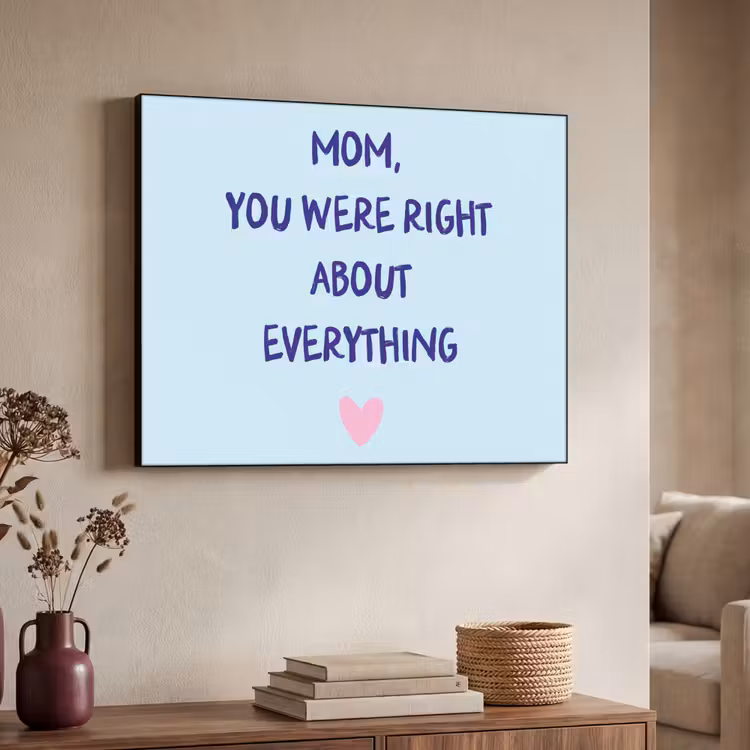 Moeder - Quote - Blauw Textielframe zwart klein -sfeer3