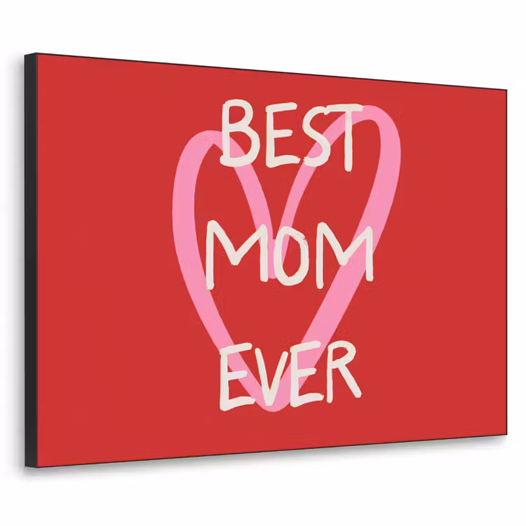 Moeder - Quote - Hartje - Rood Textielframe zwart klein -3d