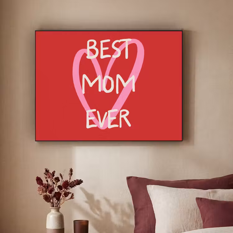 Moeder - Quote - Hartje - Rood Textielframe zwart klein -sfeer1