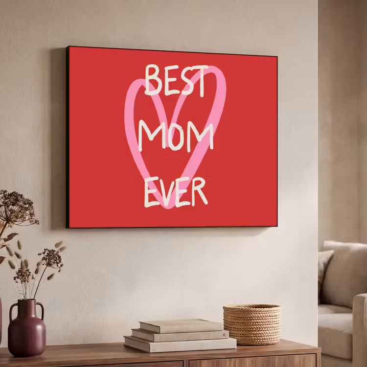 Moeder - Quote - Hartje - Rood Textielframe zwart klein -sfeer3