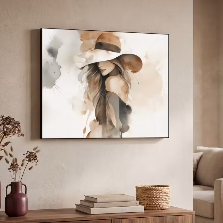 Mysterieus - Vrouw - Sepia Textielframe zwart klein -sfeer3