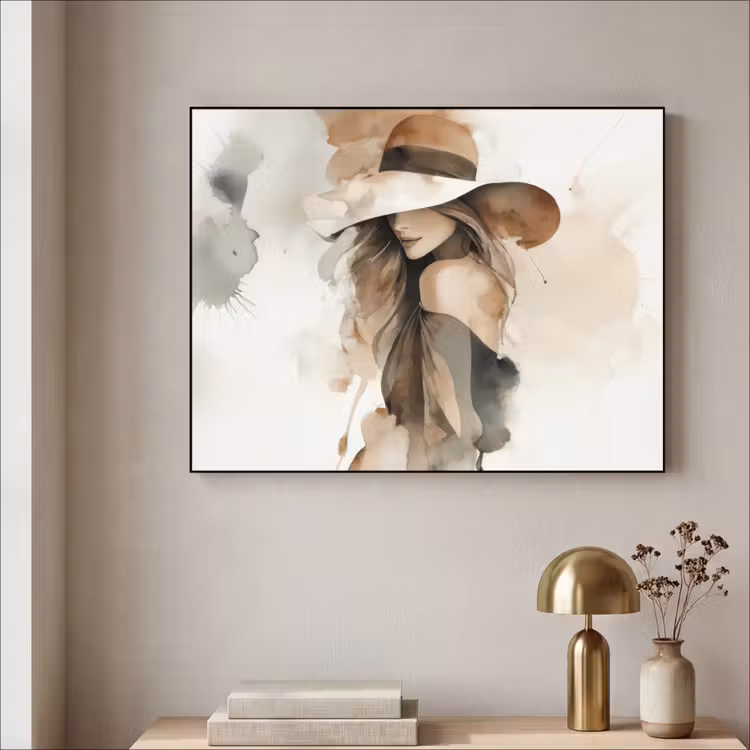 Mysterieus - Vrouw - Sepia Textielframe - compleet frame klein -sfeer2