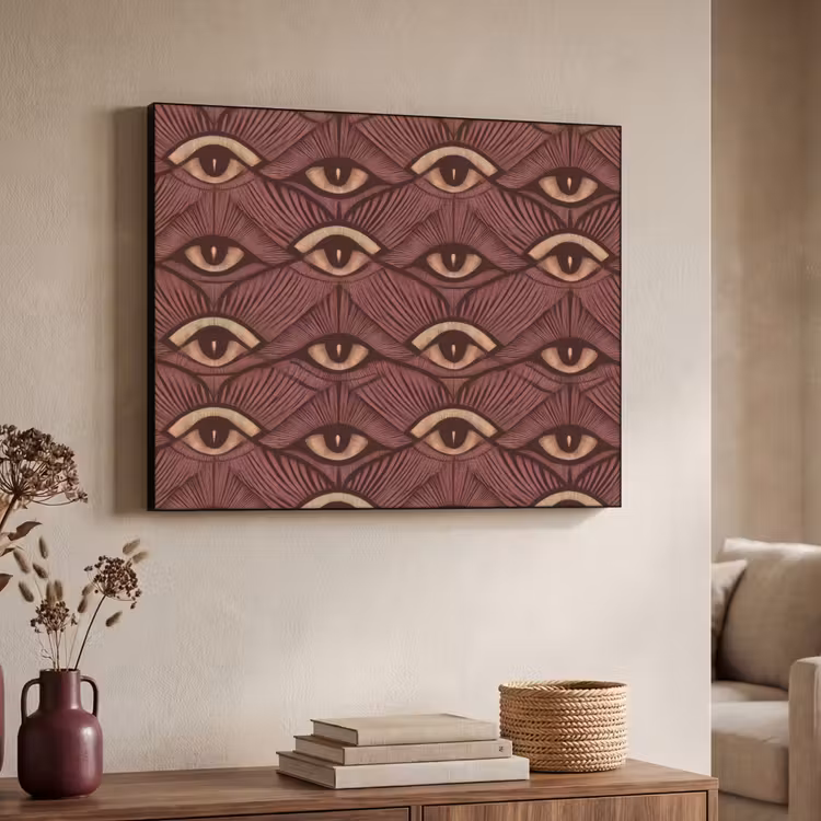 Mystiek - Ogen - Bruin Textielframe zwart klein 947 -sfeer3
