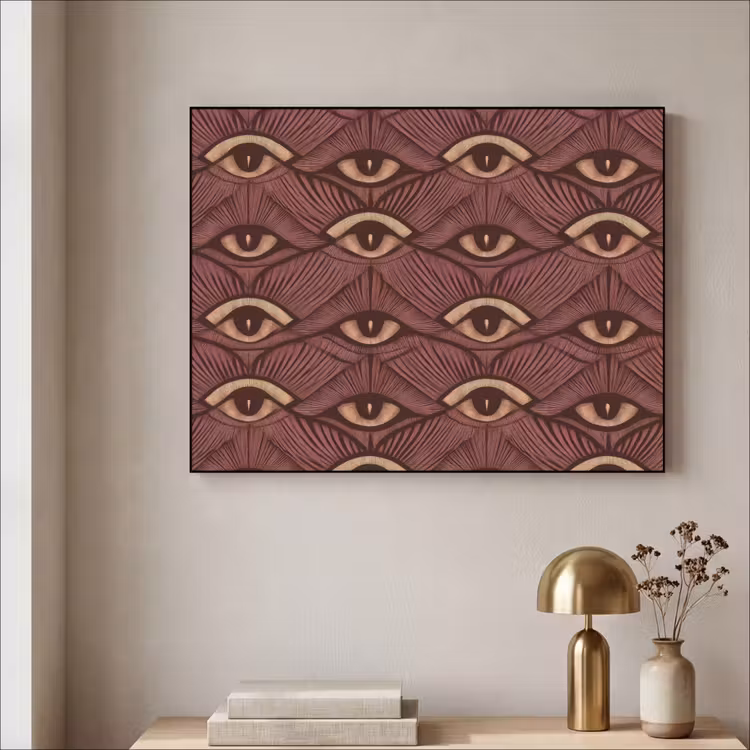 Mystiek - Ogen - Bruin Textielframe zwart klein 947 -sfeer2