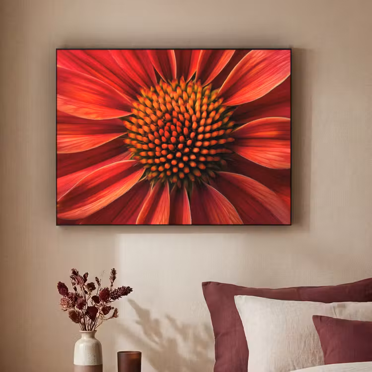 Close up - Bloem- Rood Textielframe zwart klein -sfeer1