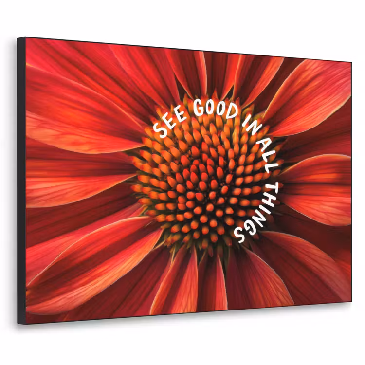 Close up - Bloem - Quote - Rood Textielframe - compleet frame klein -3d