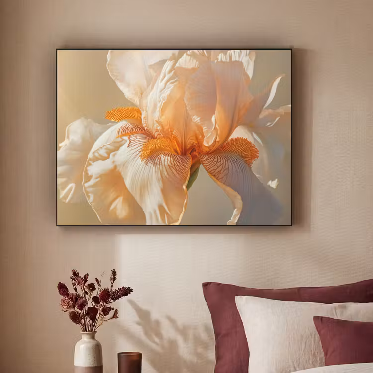 Close up - Oranje - Iris Textielframe zwart klein -sfeer1