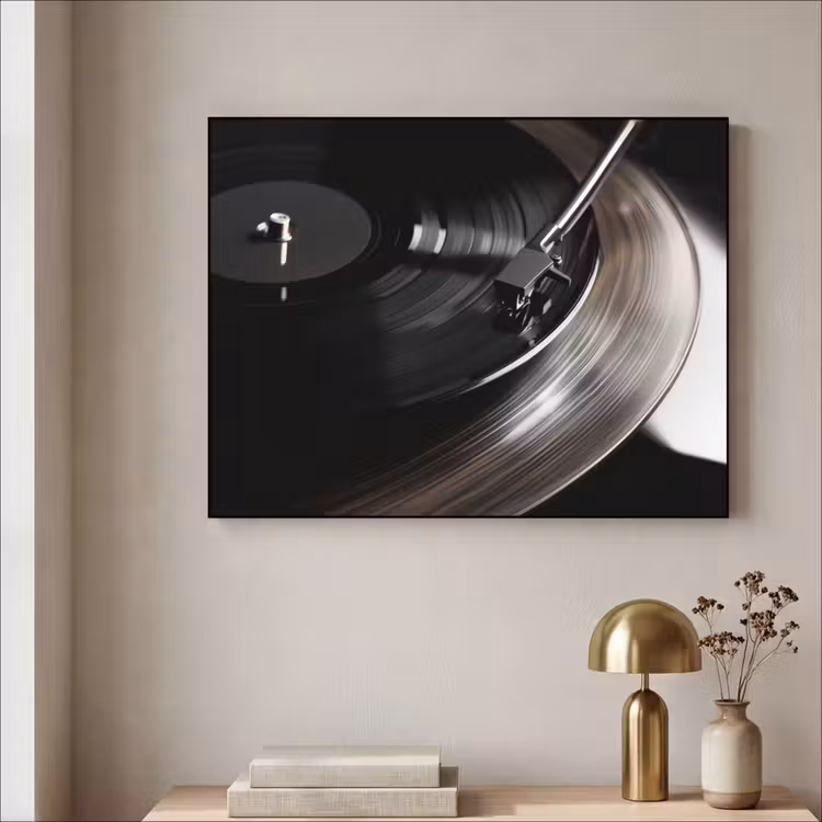 Close-up - Vinylplaat - Platenspeler - Zwart Textielframe - compleet frame klein -sfeer2