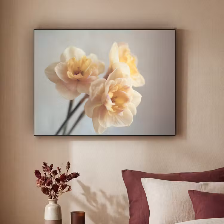 Narcissen - Geel - Bloemblaadjes Textielframe - compleet frame klein -sfeer1