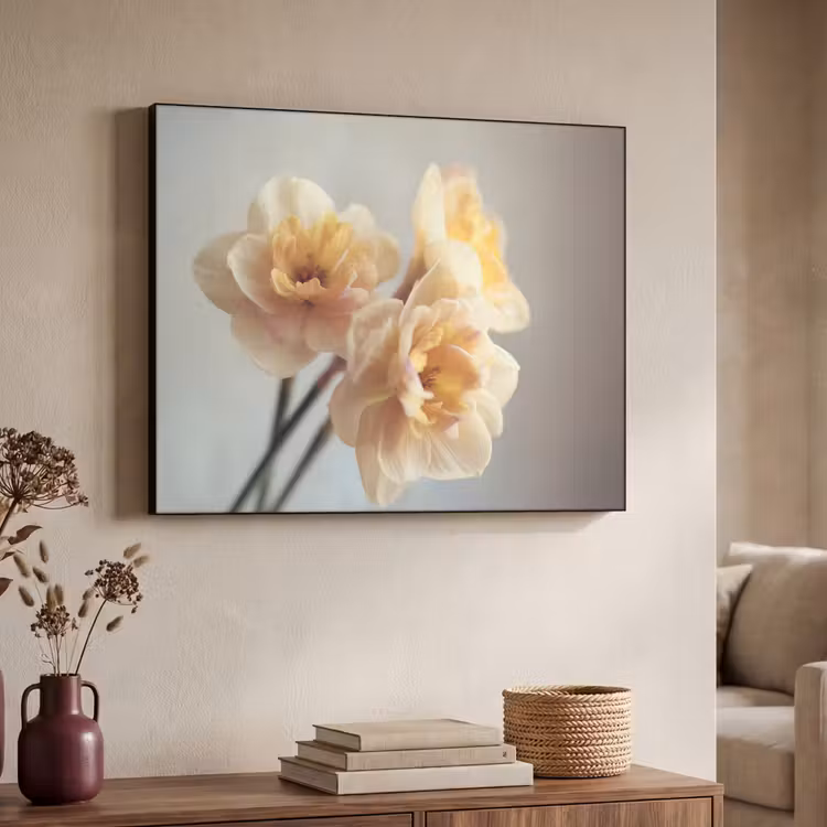 Narcissen - Geel - Bloemblaadjes Textielframe - compleet frame klein -sfeer3