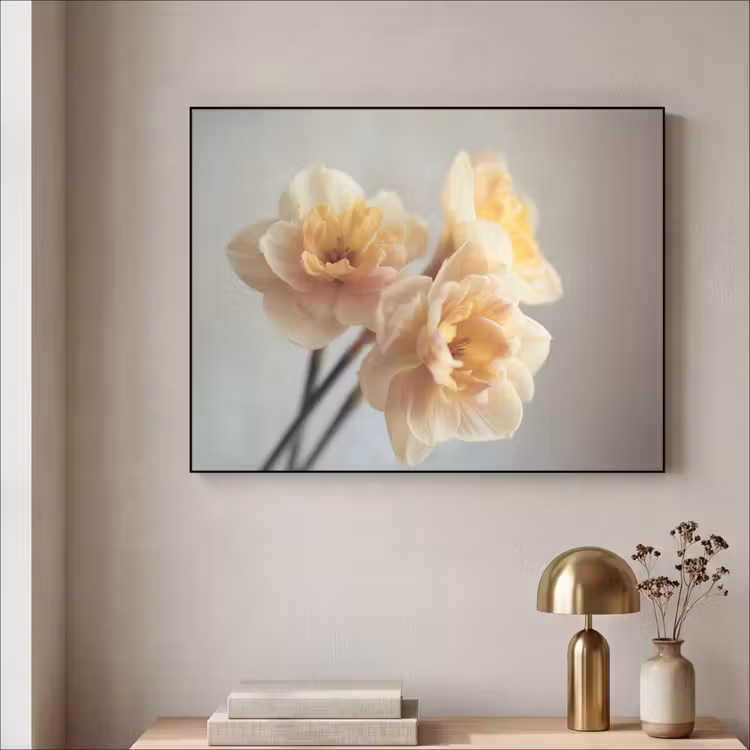 Narcissen - Geel - Bloemblaadjes Textielframe - compleet frame klein -sfeer2