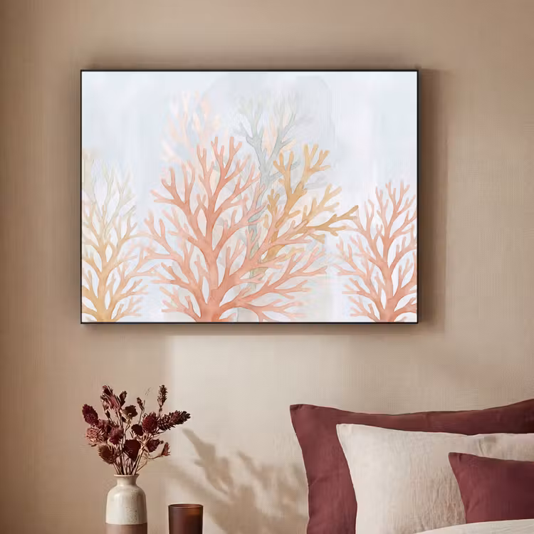 Natuur - Abstract - Aquarel - Organisch - Warm Textielframe zwart klein -sfeer1
