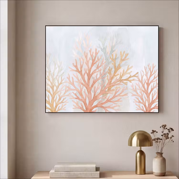 Natuur - Abstract - Aquarel - Organisch - Warm Textielframe zwart klein -sfeer2