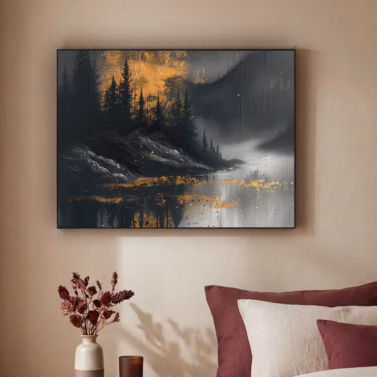 Natuur - Abstract - Landschap - Modern Textielframe - compleet frame klein -sfeer1