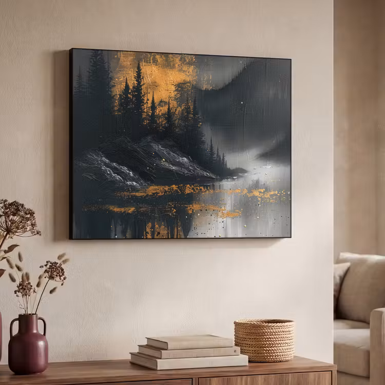 Natuur - Abstract - Landschap - Modern Textielframe - compleet frame klein -sfeer3