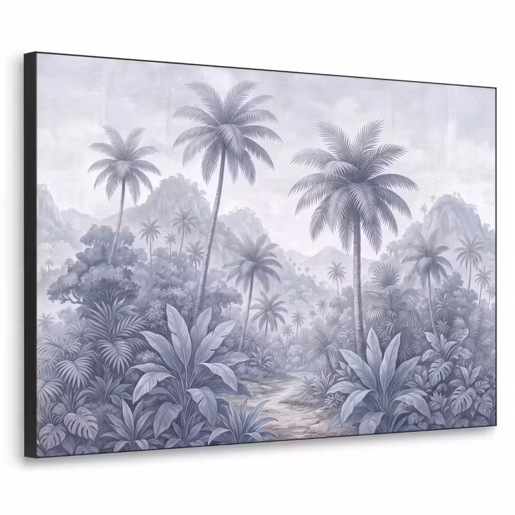 Natuur - Boom - Tropisch - Landschap - Blauw Textielframe zwart klein -3d