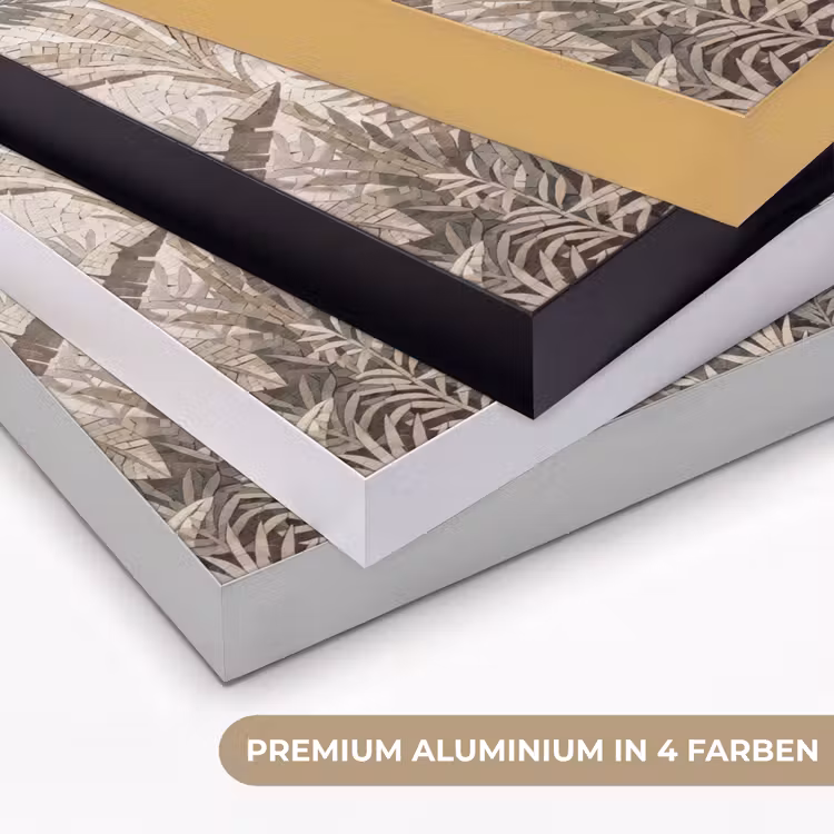 Natuur - Bladeren - Landschap - Mozaïek - Beige Textielframe zwart klein -USP_kleurenDE