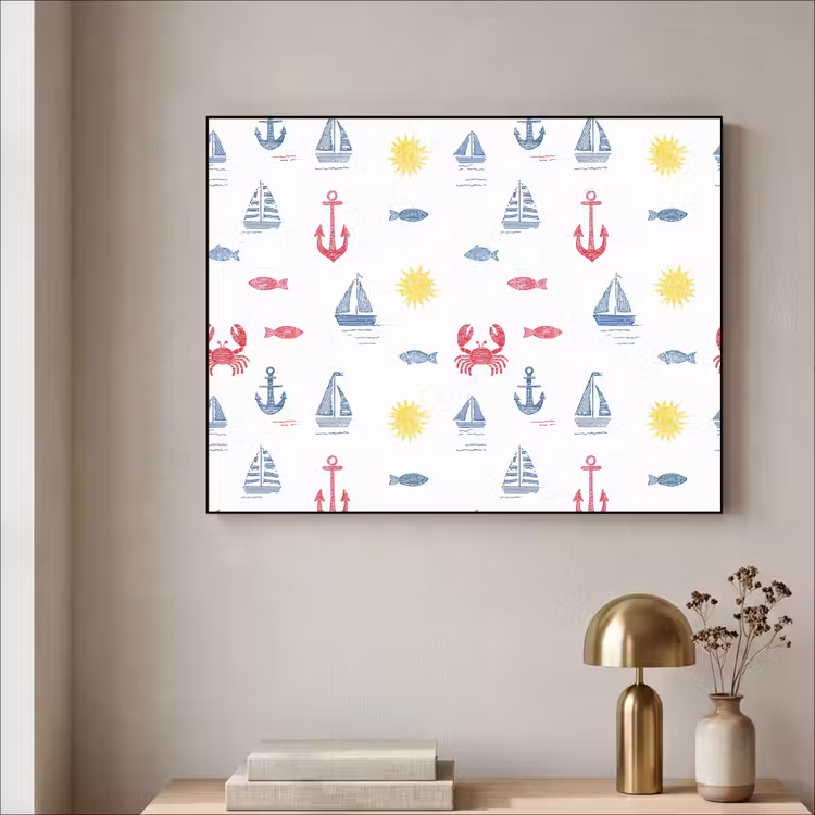 Nautisch - Illustraties - Kleurrijk Textielframe zwart klein 947 -sfeer2