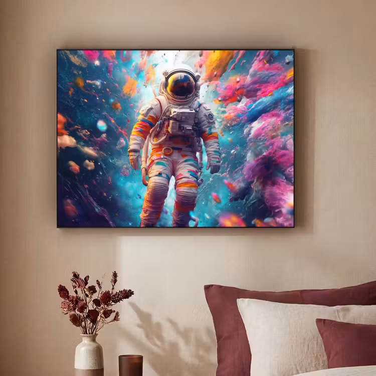 Neon - Meteoriet - Neon - Astronaut Textielframe zwart klein -sfeer1
