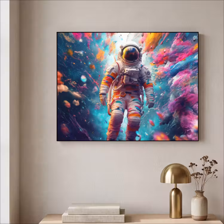 Neon - Meteoriet - Neon - Astronaut Textielframe zwart klein -sfeer2