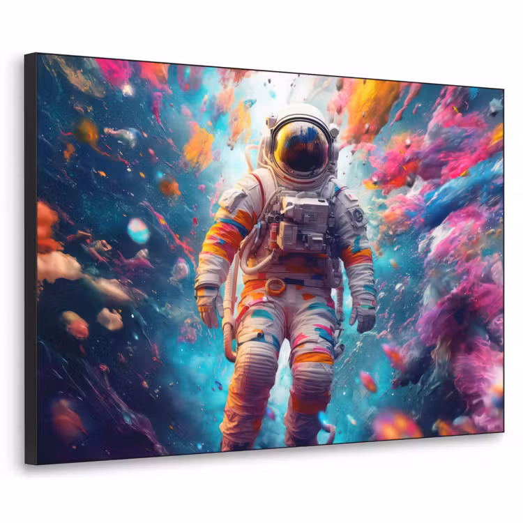 Neon - Meteoriet - Neon - Astronaut Textielframe zwart klein -3d