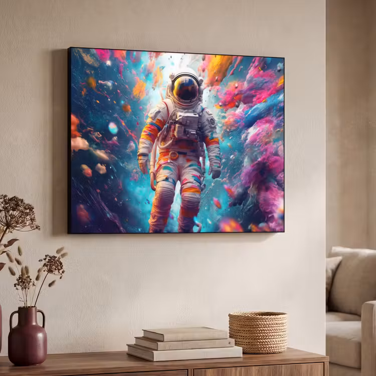 Neon - Meteoriet - Neon - Astronaut Textielframe zwart klein -sfeer3