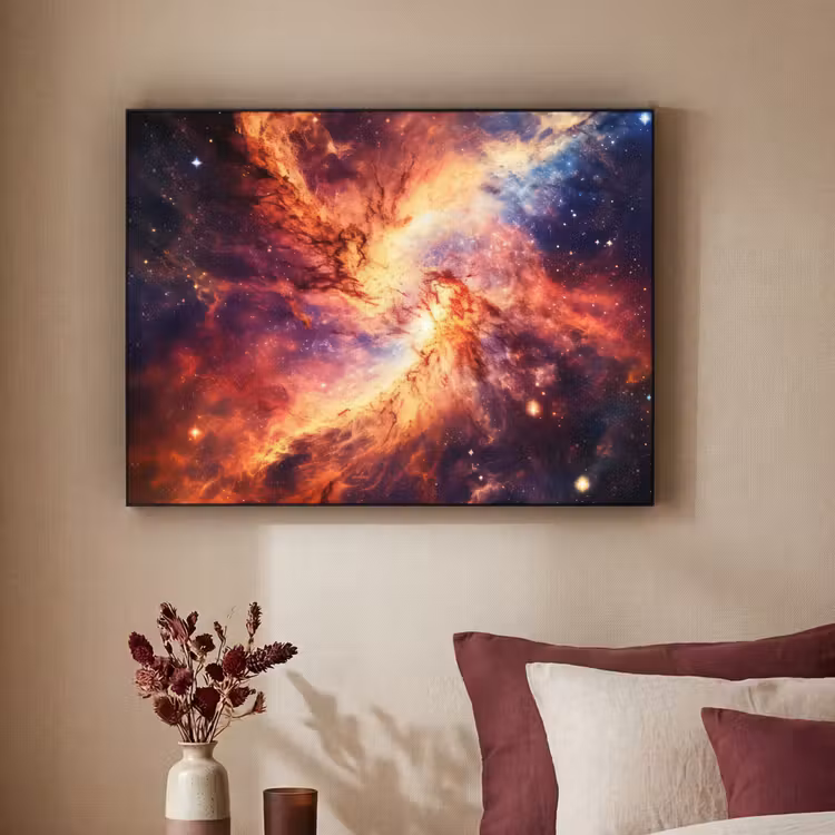 Neon - Sterrenhemel - Ruimte - Kleurrijk Textielframe zwart klein -sfeer1