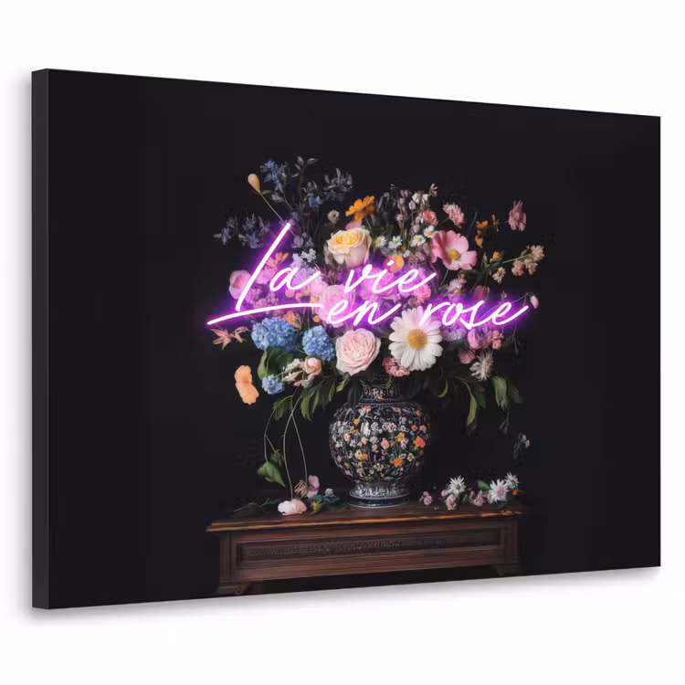 Neon - Vaas - Bloemen Textielframe - compleet frame klein -3d