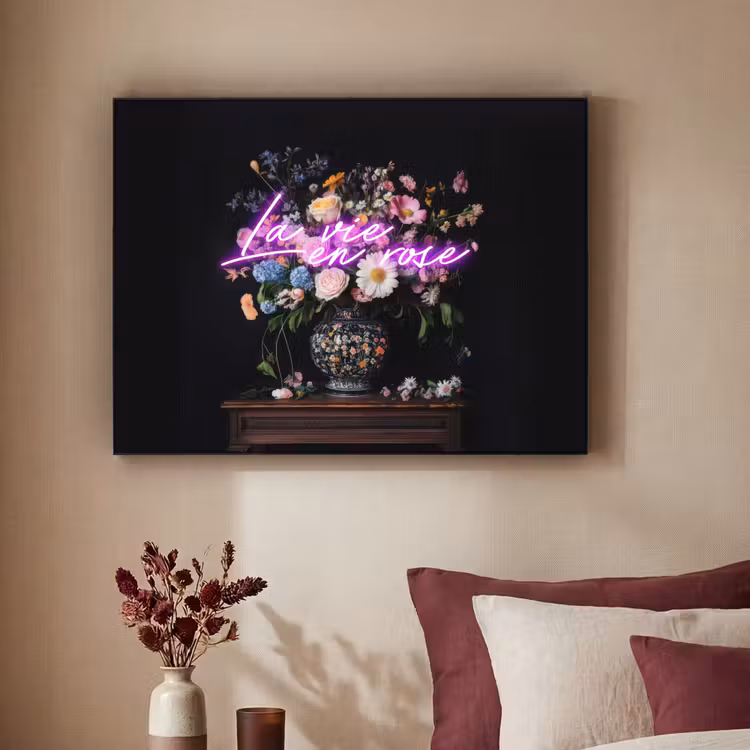 Neon - Vaas - Bloemen Textielframe zwart klein -sfeer1