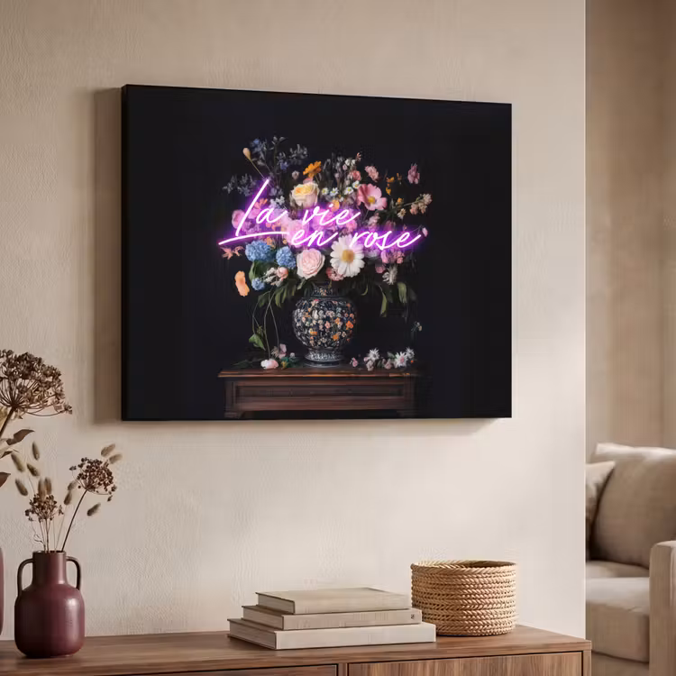 Neon - Vaas - Bloemen Textielframe zwart klein -sfeer3