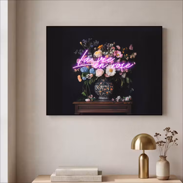 Neon - Vaas - Bloemen Textielframe zwart klein -sfeer2