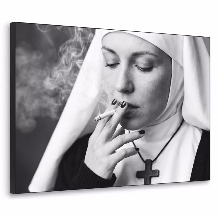 Non - Roken - Portret - Zwart - Wit - Rebels Textielframe zwart klein -3d