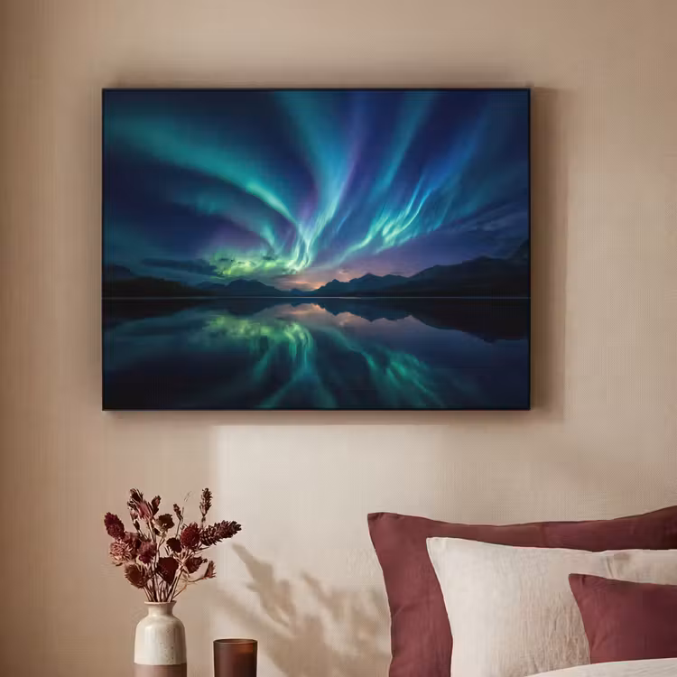 Noorderlicht - Kleurrijk - Bergmeer Textielframe zwart klein -sfeer1