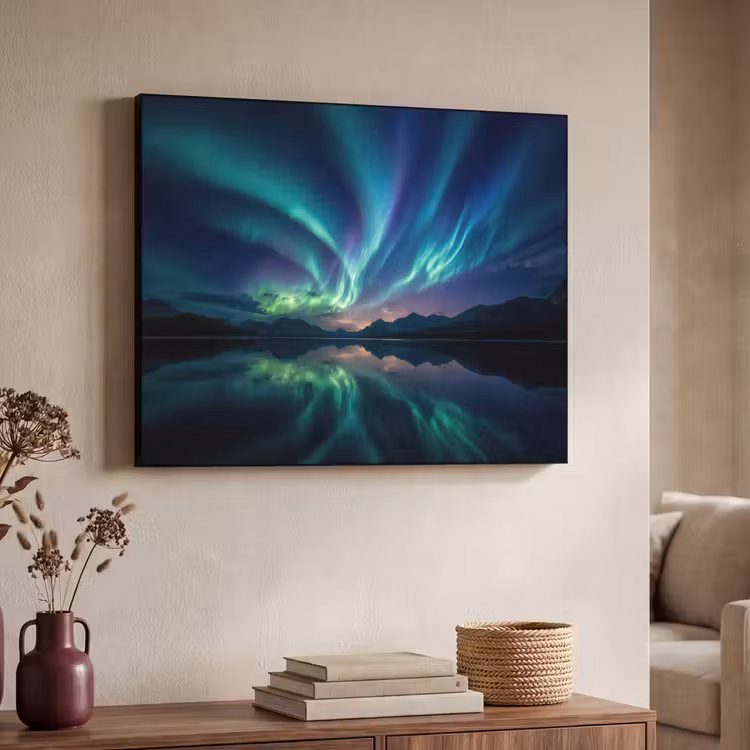 Noorderlicht - Kleurrijk - Bergmeer Textielframe zwart klein -sfeer3