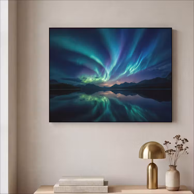 Noorderlicht - Kleurrijk - Bergmeer Textielframe - compleet frame klein -sfeer2