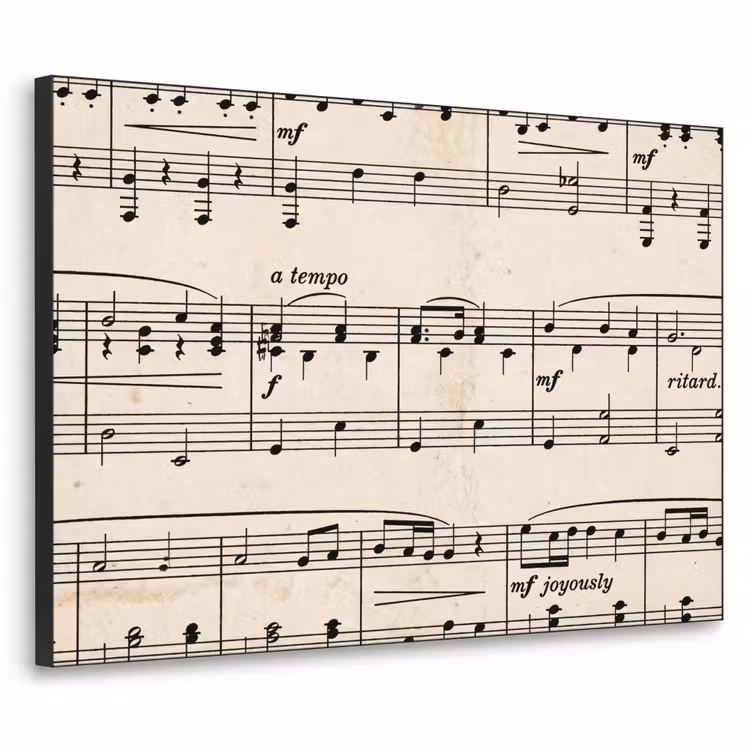 Muzieknotatie - Notenbalken - Kunst - Klassiek - Beige Textielframe zwart klein -3d