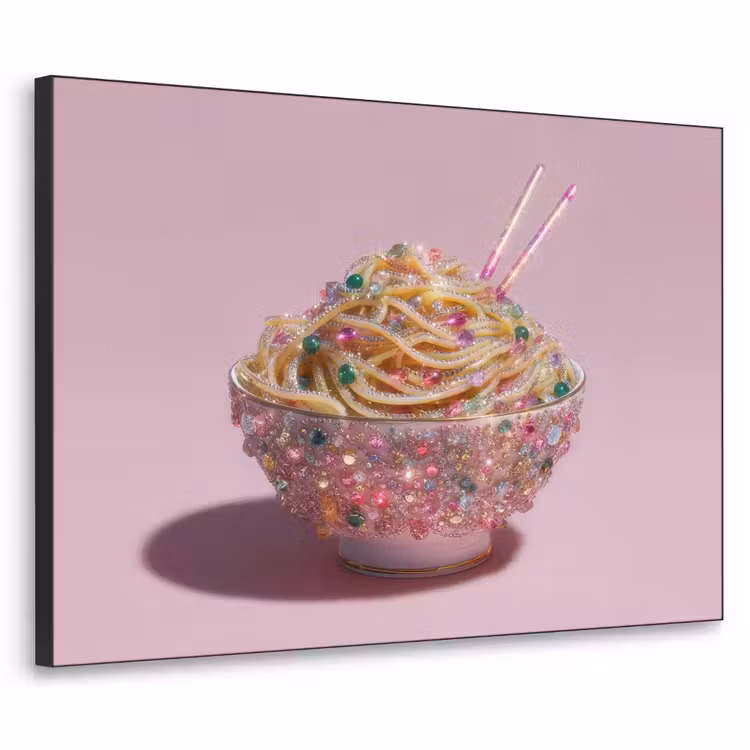 Noodles - Edelstenen - Stokjes - Roze Textielframe zwart klein -3d