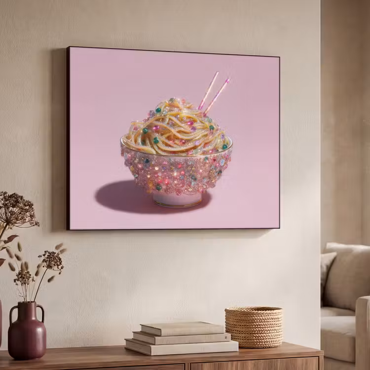 Noodles - Edelstenen - Stokjes - Roze Textielframe - compleet frame klein -sfeer3